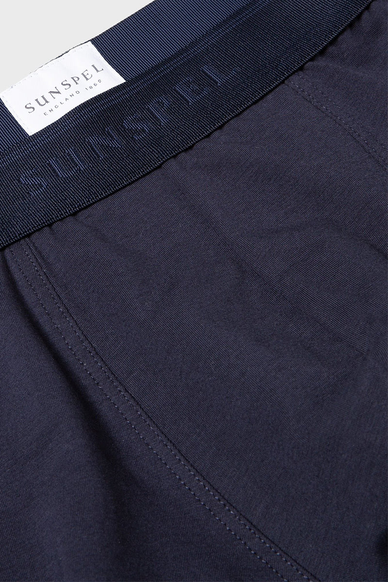 Stretch Cotton Long Leg Trunks - Navy