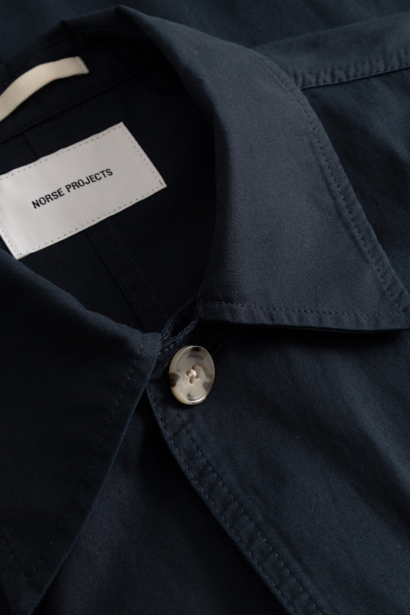 Arresskov Compact Cotton Overshirt - Dark Navy