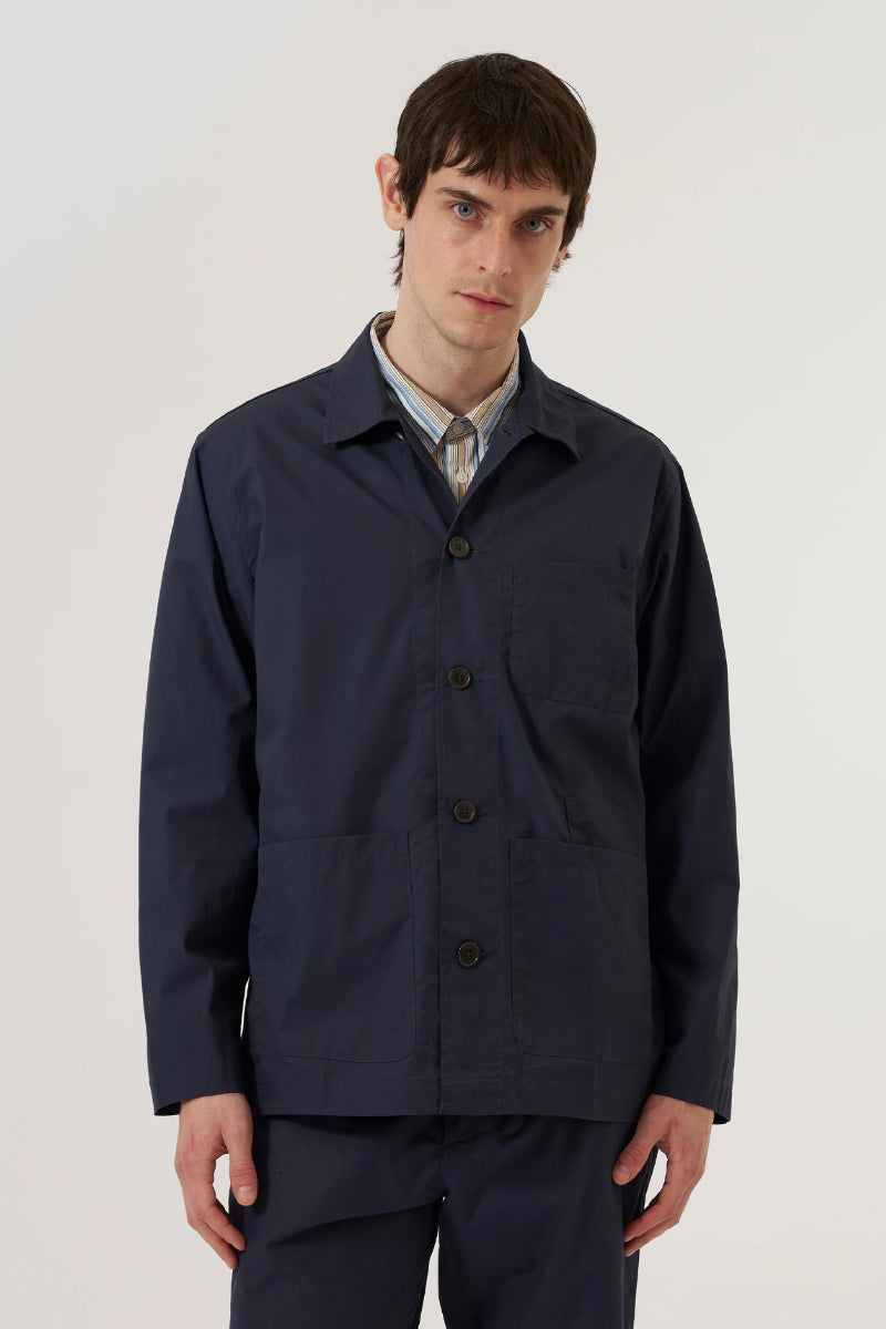 Peached Poplin Bakers Overshirt - Navy