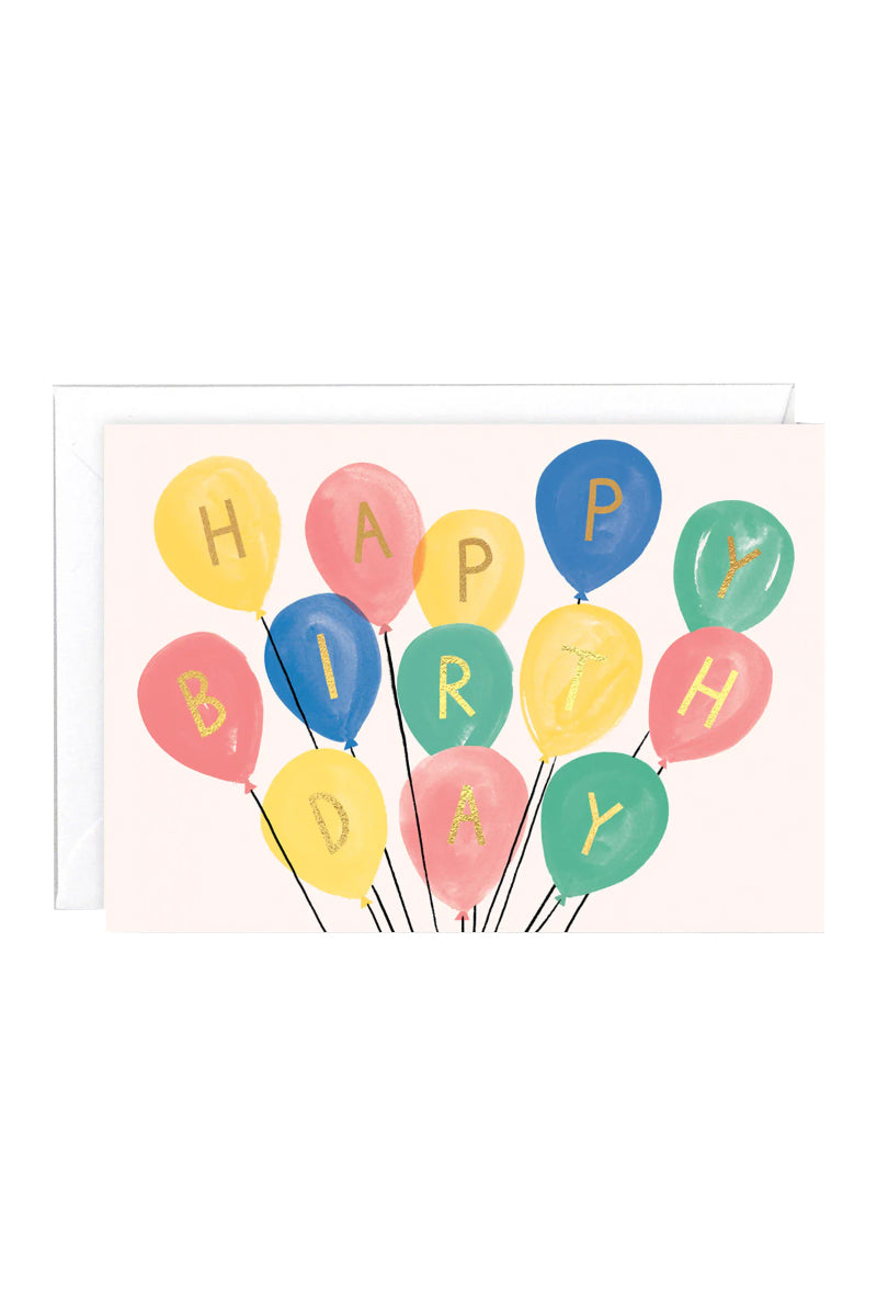 Happy Birthday Balloon Bunch by Charlotte Trounce - Greeting Card