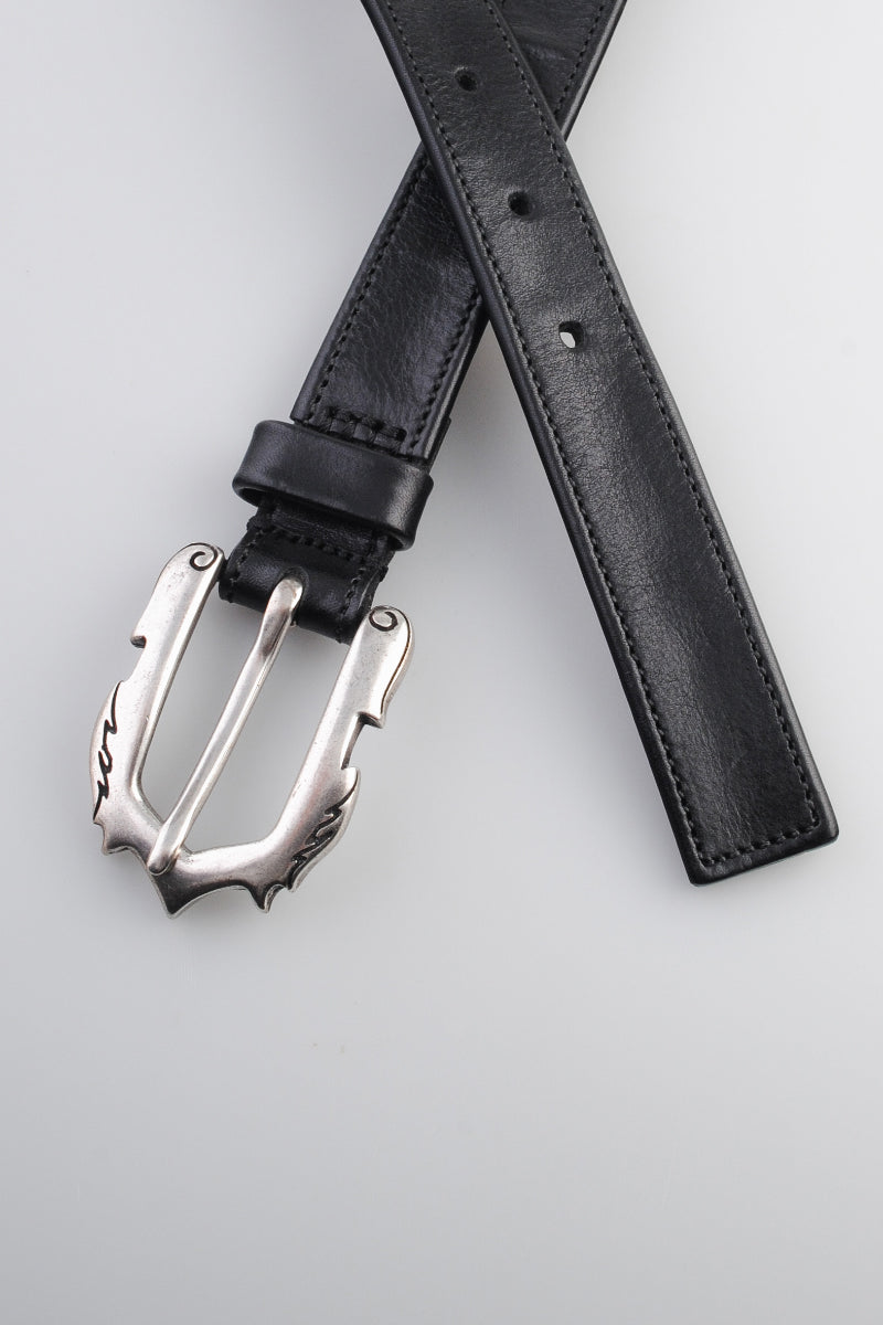 Molebo M2452 Belt - Black Leather with Steel Buckle