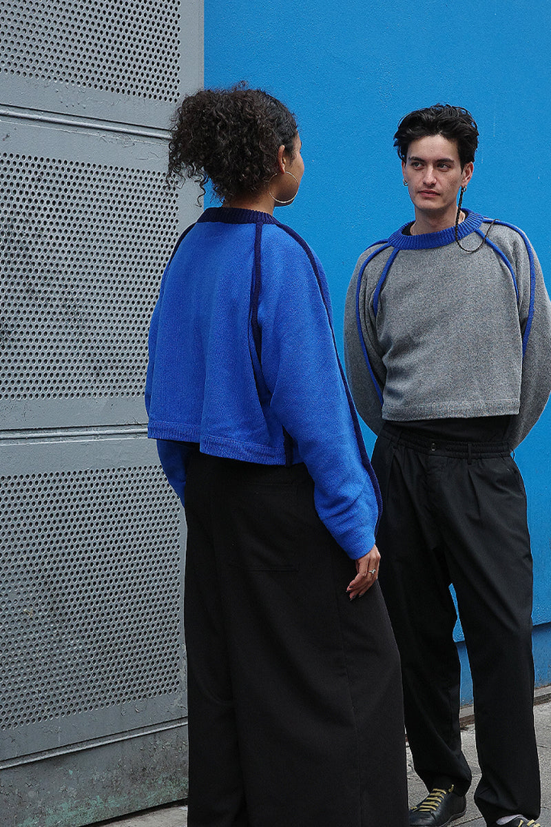 Anna Rave Cropped Lambswool Knit - Cobalt Blue