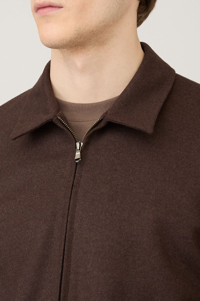 Boiled Wool Harrington Jacket - Truffle