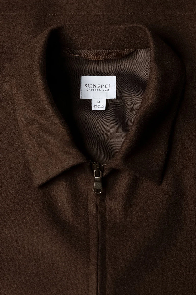 Boiled Wool Harrington Jacket - Truffle