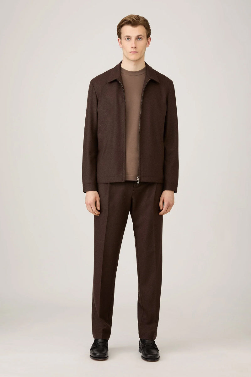 Boiled Wool Harrington Jacket - Truffle