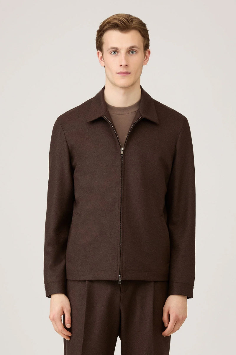 Boiled Wool Harrington Jacket - Truffle