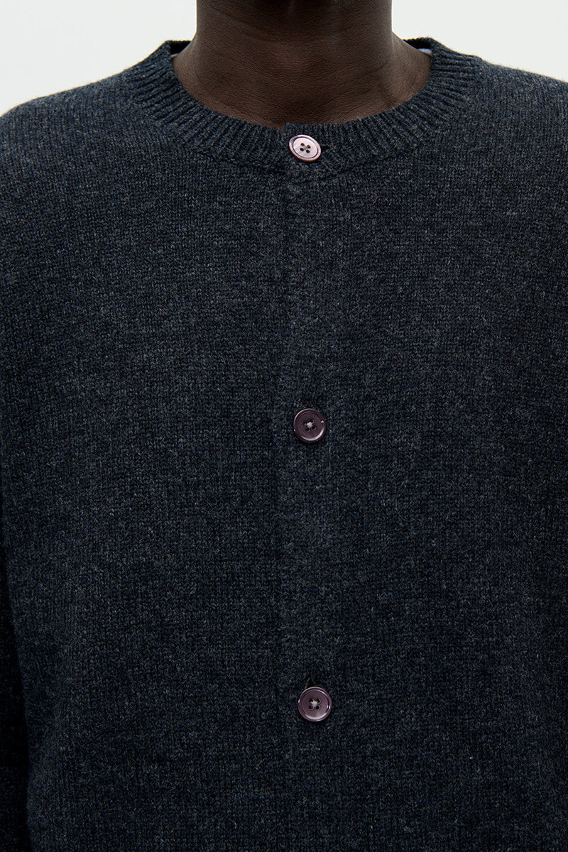 Boiled Wool Cardigan - Charcoal