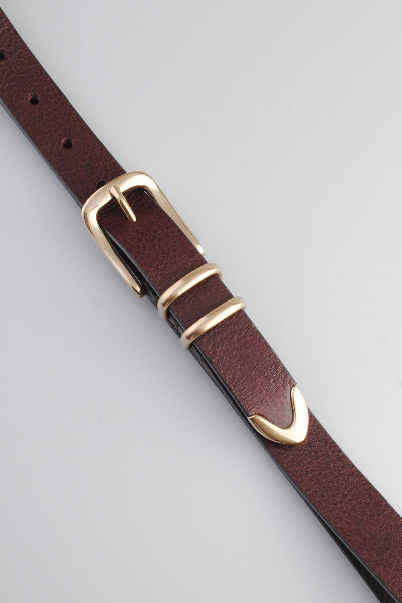 Molebo M2401 Belt - Brown Leather with Solid Brass