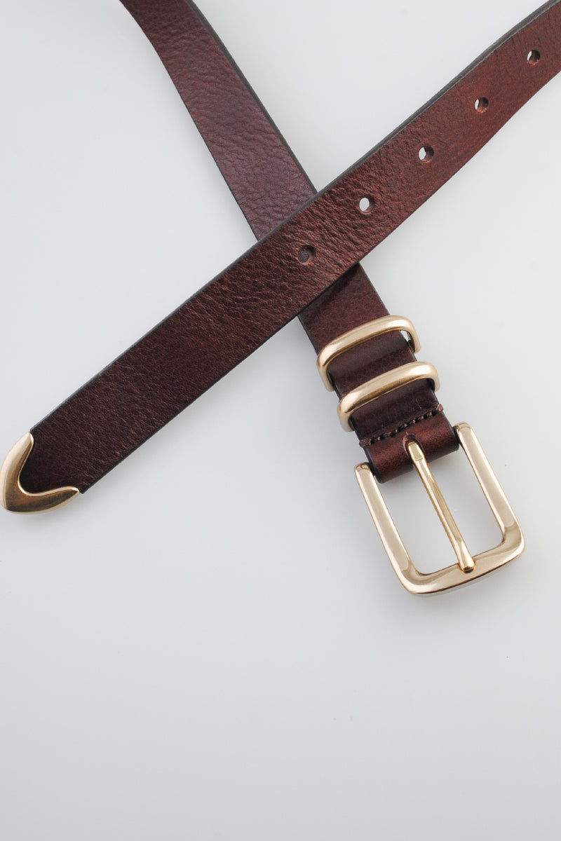 Molebo M2401 Belt - Brown Leather with Solid Brass