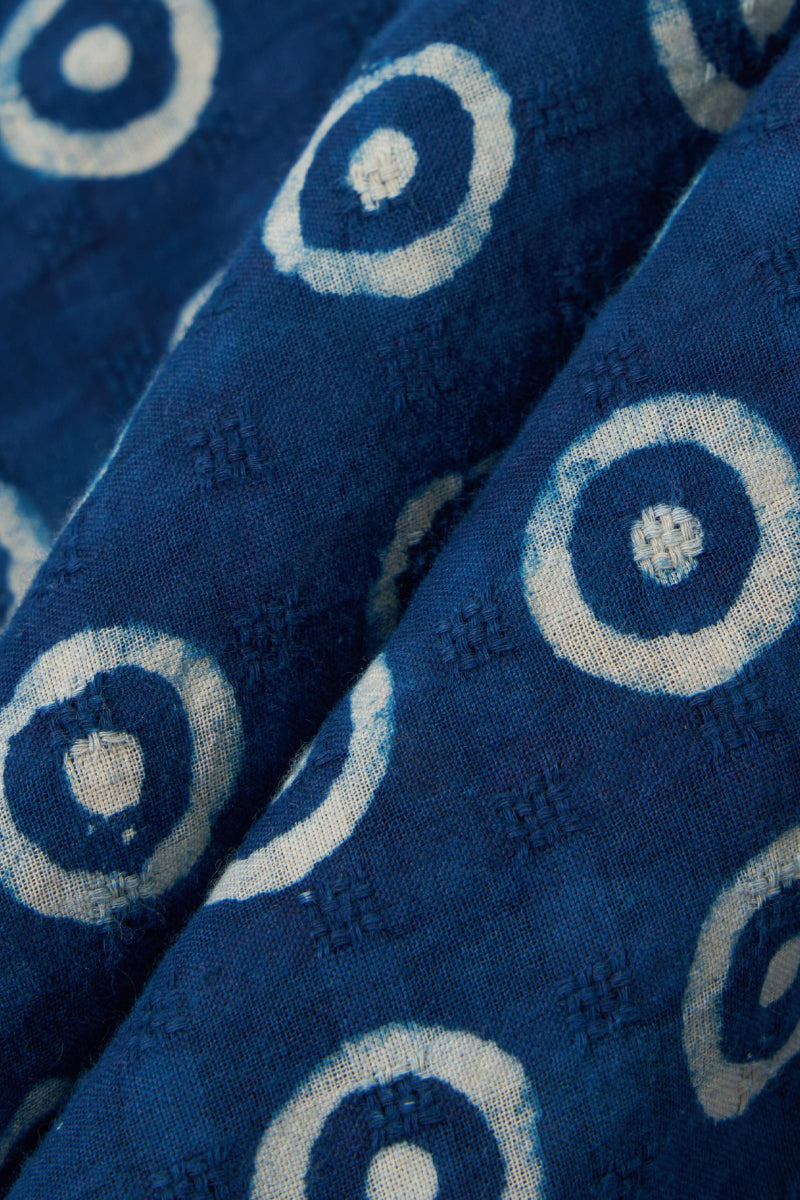 Indian Block Print Camper Shirt - Indigo