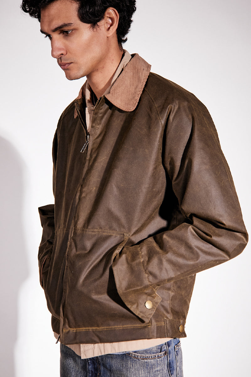 Carter Wax Zip Jacket - Light Olive