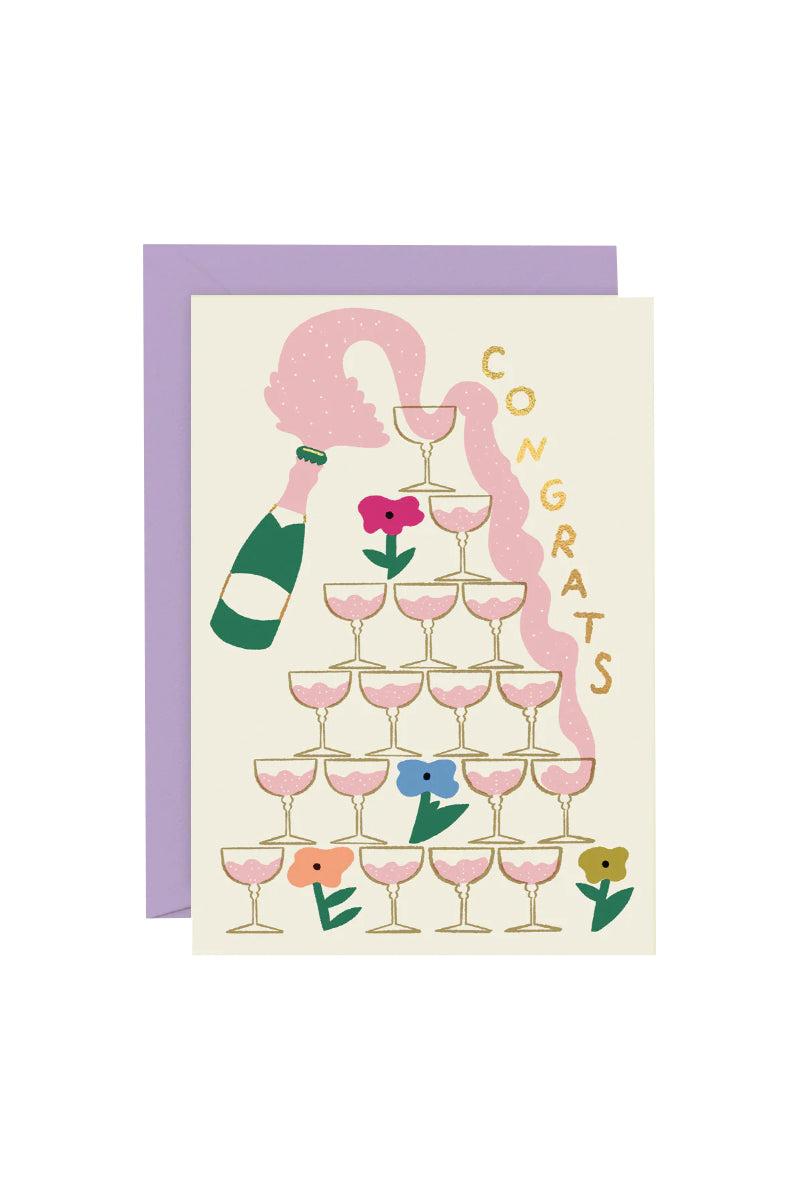 Congrats Champagne by Rozalina Burkova - Greeting Card