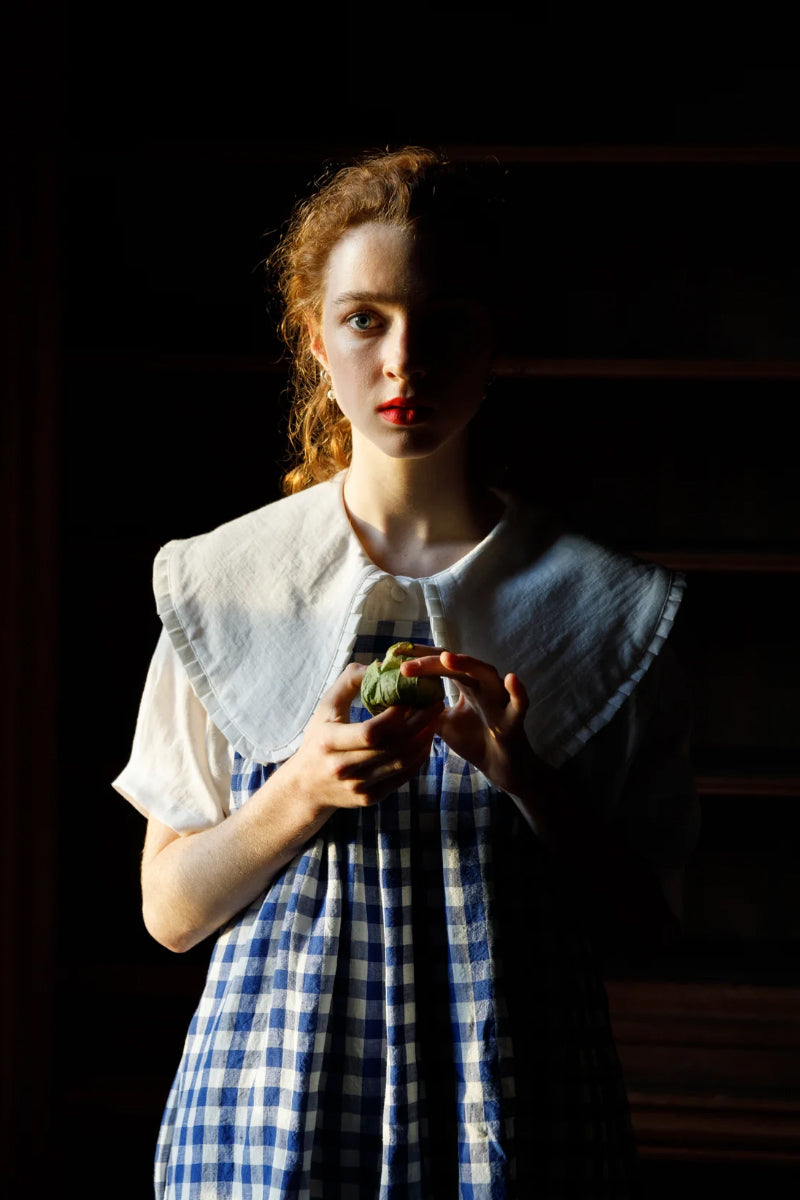 Ella Oversized Collar Short Sleeve Top - Ivory