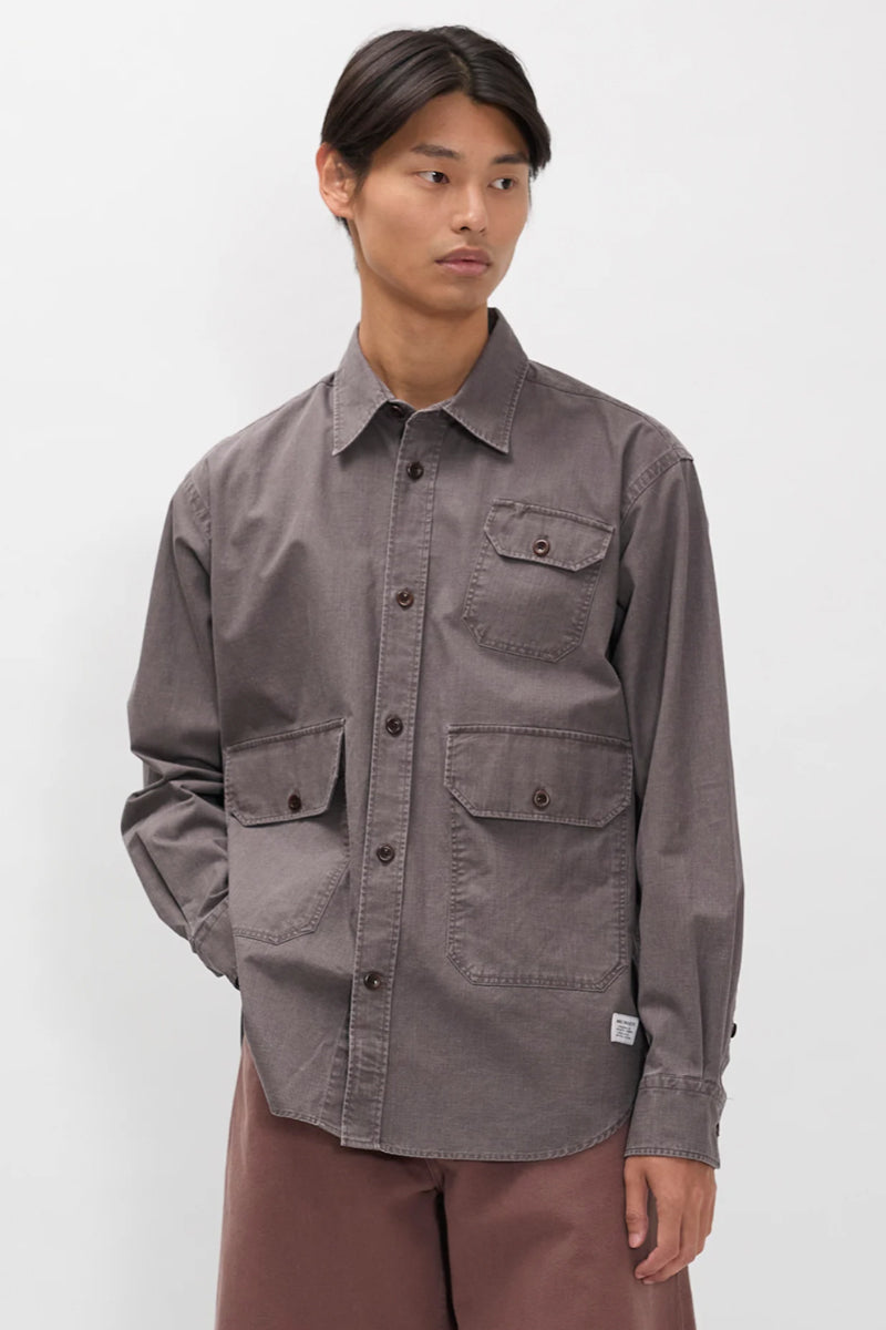 Espevik Faded Pigment Dyed Oversize Utility Shirt - Shale