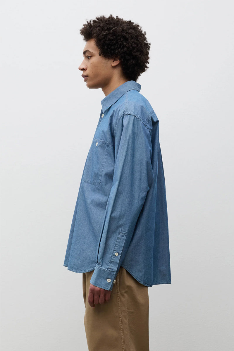 Falster Chambray Oversize Shirt - Dark Blue