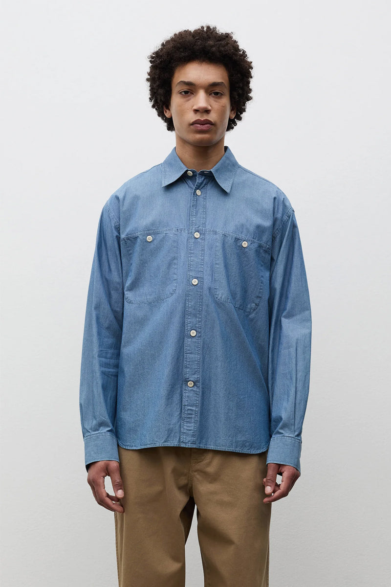 Falster Chambray Oversize Shirt - Dark Blue