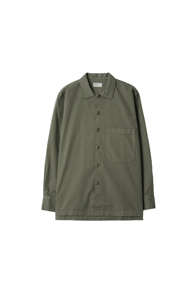Slub Sateen Fatigue Shirt - Olive