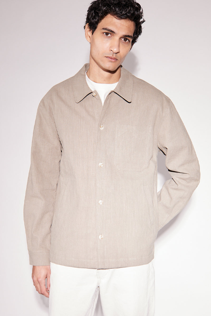 Frank Linen Overshirt - Light Moss