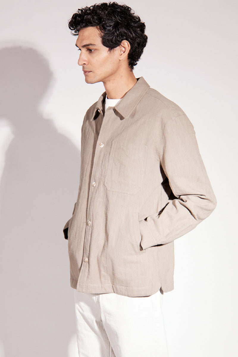 Frank Linen Overshirt - Light Moss