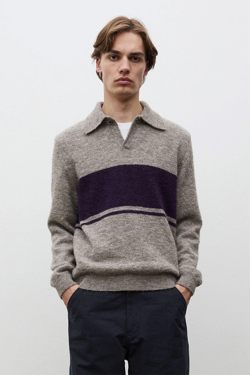 Gudme Baby Alpaca Stripe Polo - Walnut