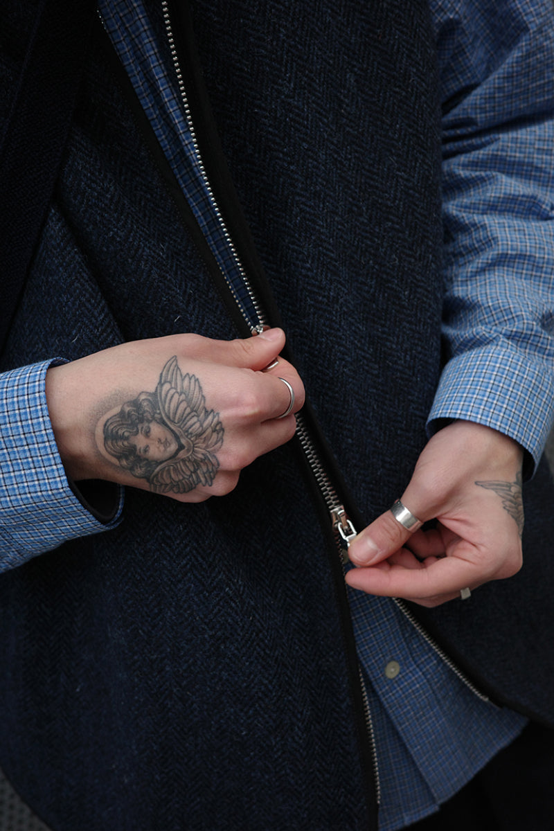 Artikel København A5 Harris Tweed Vest - Navy Herringbone