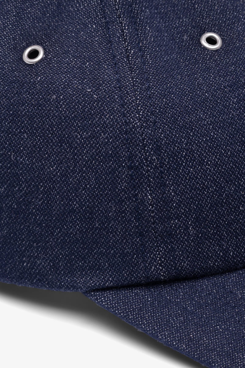 Broken Twill Cotton Linen Denim 6 Panel Cap - Indigo