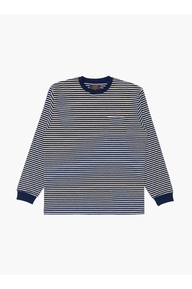 Longsleeve Pocket Tee Inlay Stripe - Navy