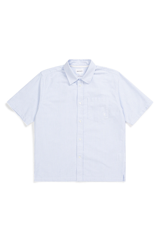 Ivan Oxford Short Sleeve Shirt Monogram - Blue Stripe