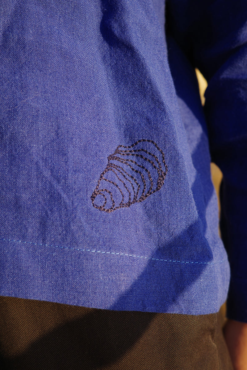 Ella Oversized Collar Top - Cobalt Blue