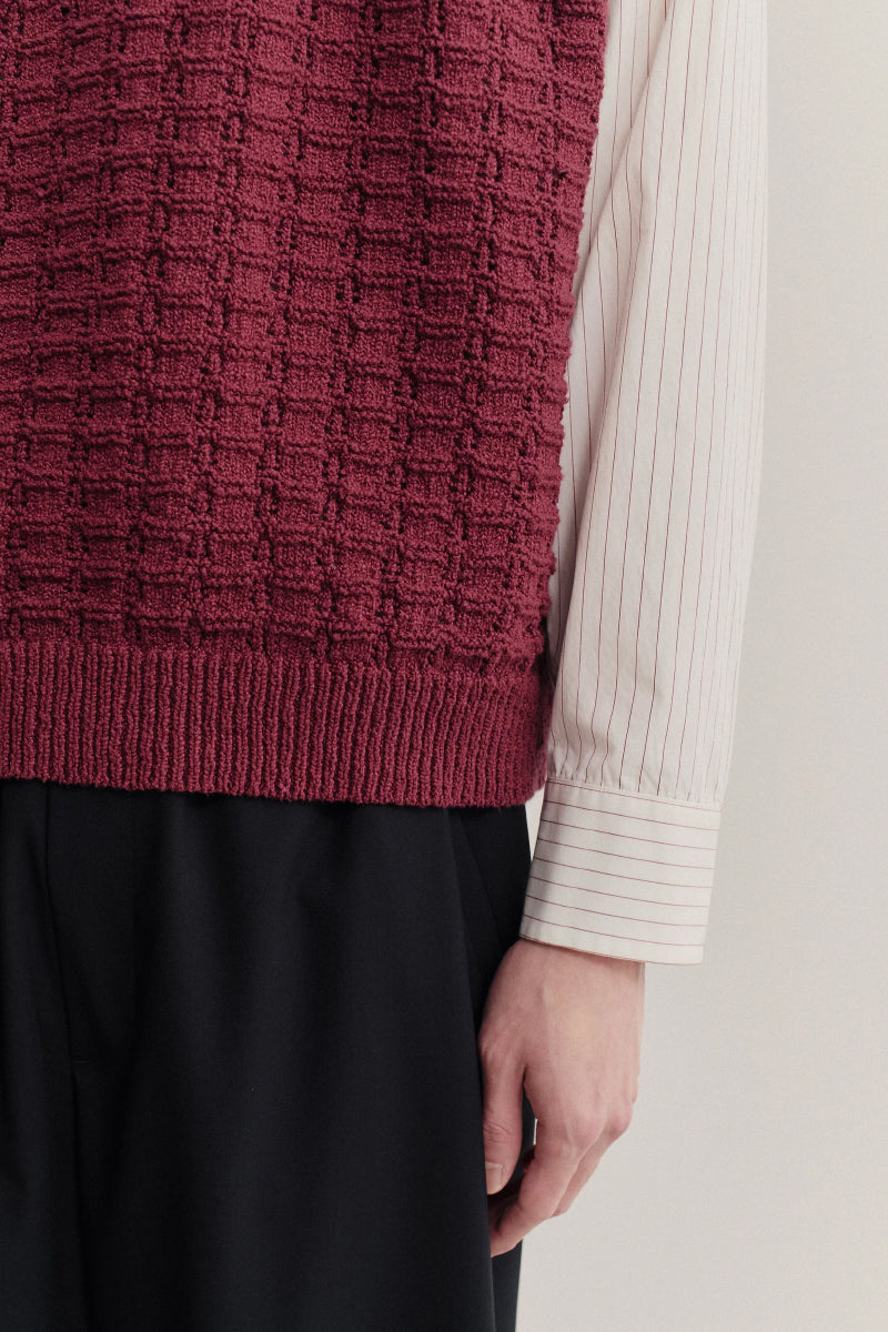 Tembe Knit Vest - Aubergine Cotton Boucle