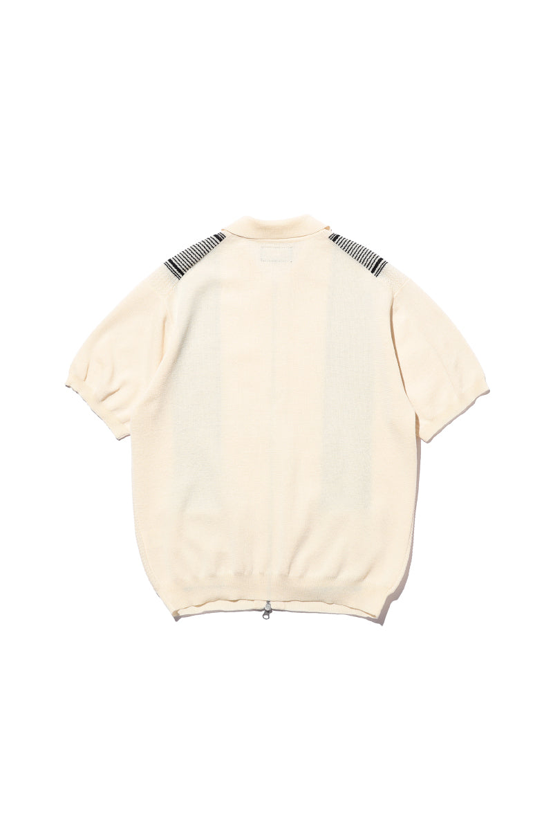 Zip Knit Polo Stripe - Off White