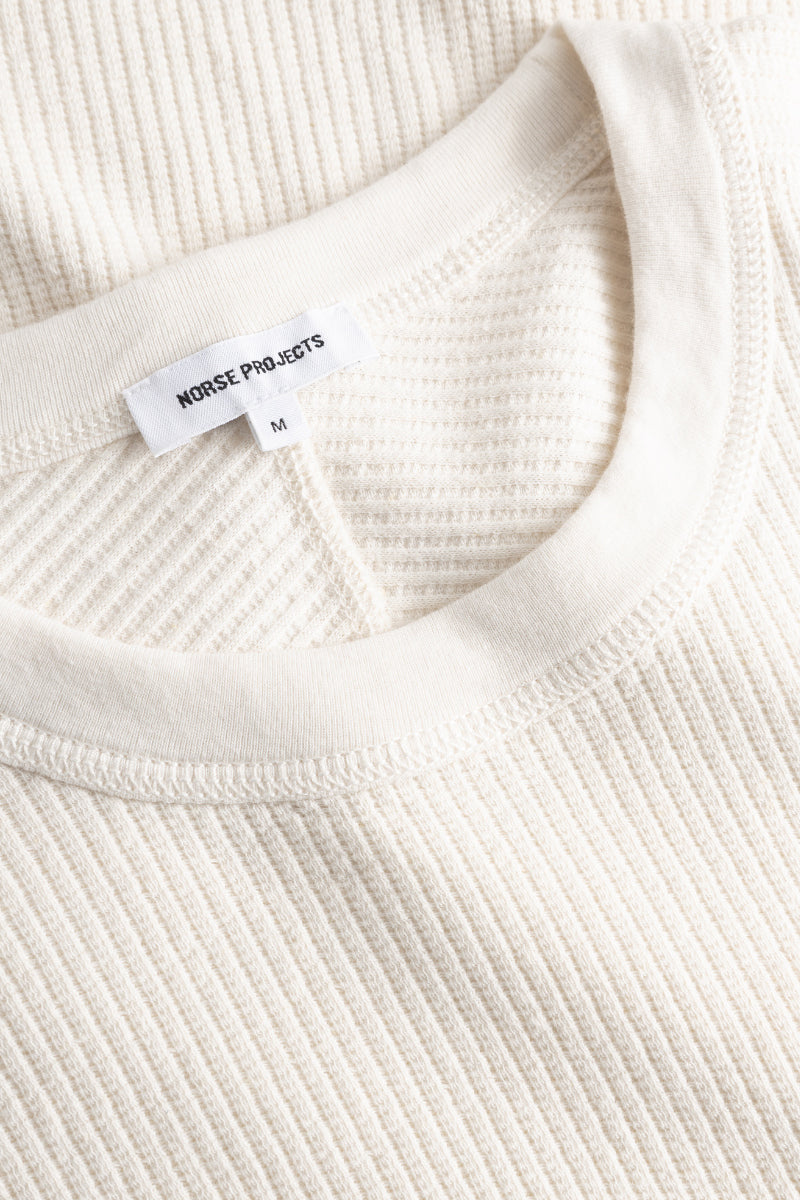 Stevns Cotton Hemp Military Rib Longsleeve Tee Shirt - Ecru