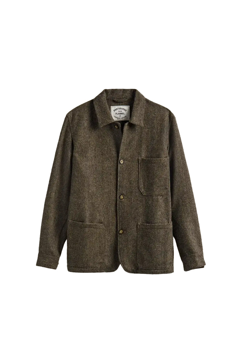 Labura Wool Herringbone Jacket - Brown