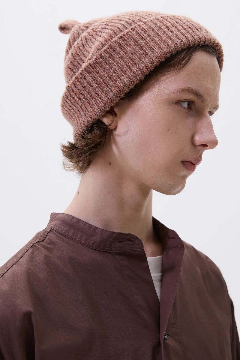 MHL Simple Ribbed Beanie British Wool - Mineral