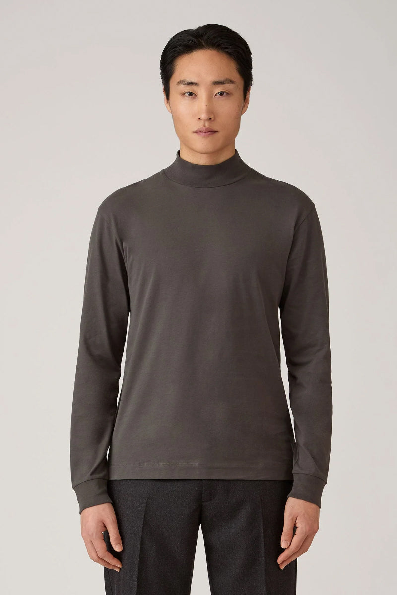 Brushed Mockneck Longsleeve Tee Shirt - Antracite