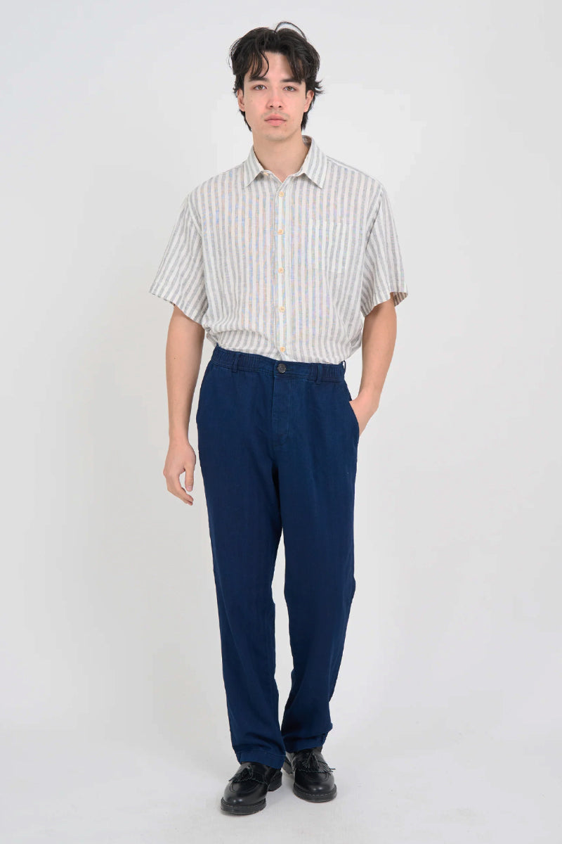 Morton Pleated Trousers - Indigo Blue