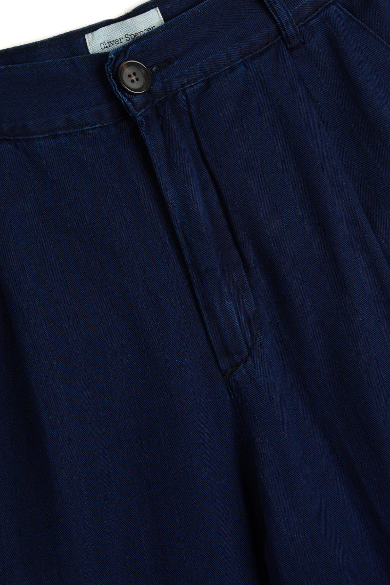 Morton Pleated Trousers - Indigo Blue