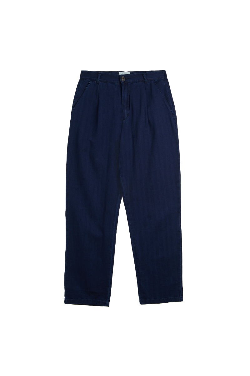 Morton Pleated Trousers - Indigo Blue