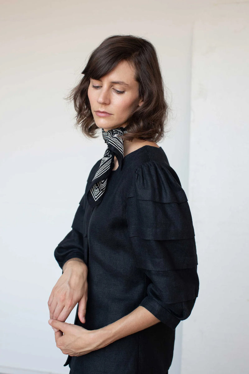 Nancy Top - Black Irish Linen