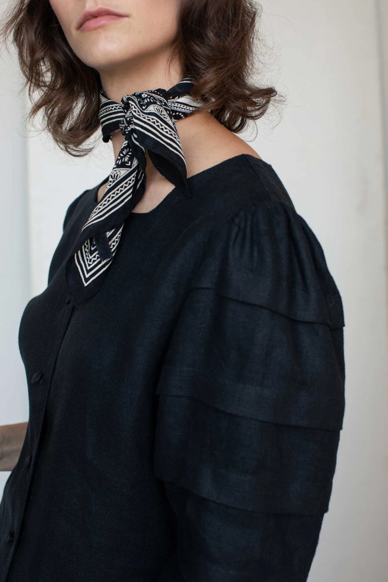 Nancy Top - Black Irish Linen