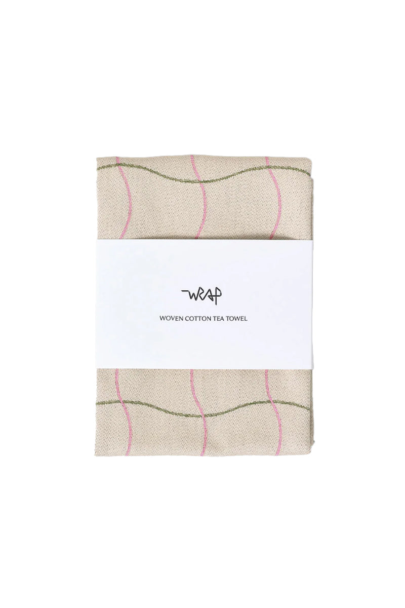 Wave Grid Cotton Tea Towel - Natural