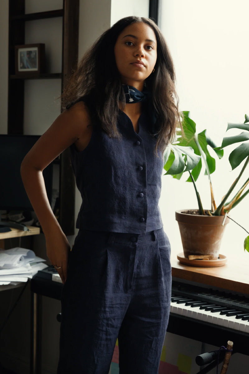 Nora Pants - Navy Check