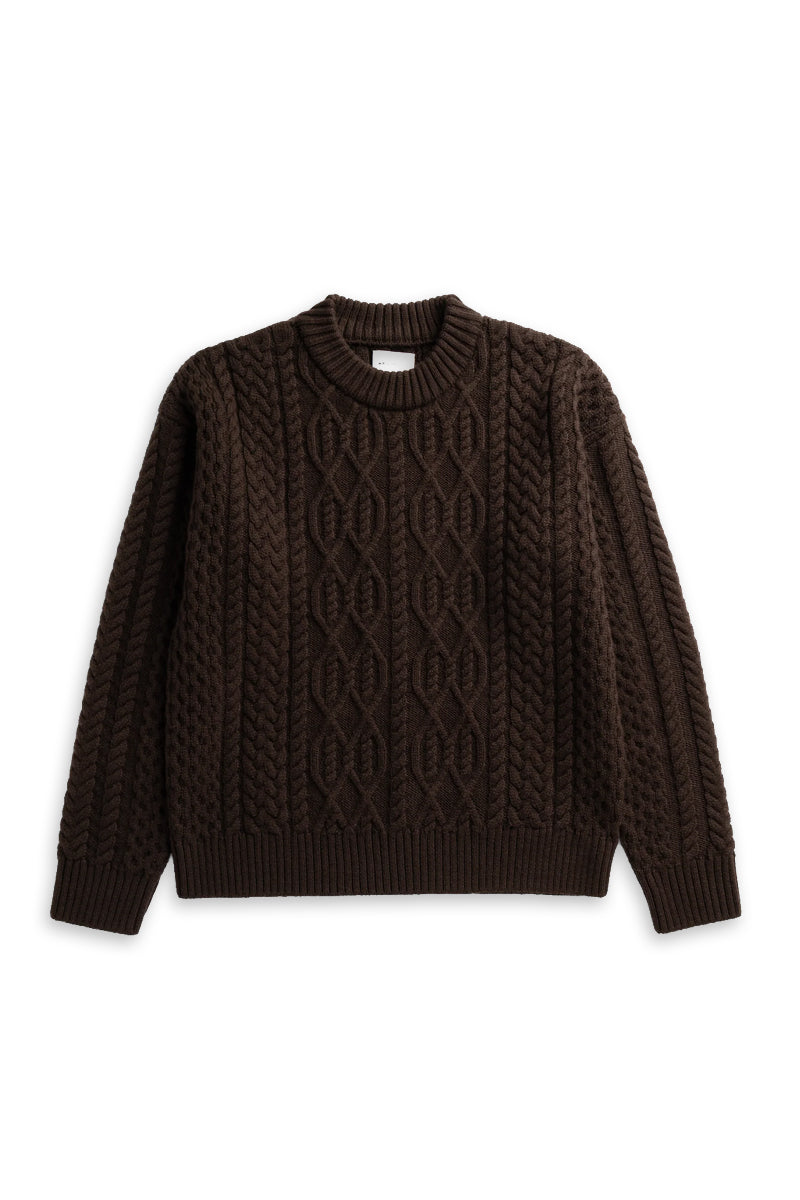 Nordhavn Aran Crewneck Sweater - Delicioso Brown