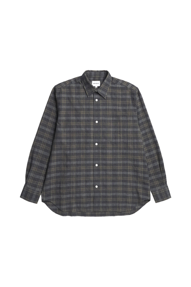 Ole Oversize Poplin Check Shirt - Charcoal Grey