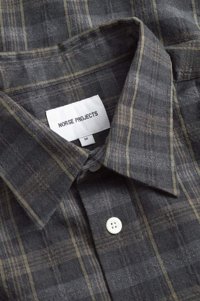 Ole Oversize Poplin Check Shirt - Charcoal Grey