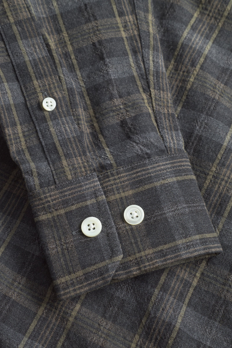 Ole Oversize Poplin Check Shirt - Charcoal Grey