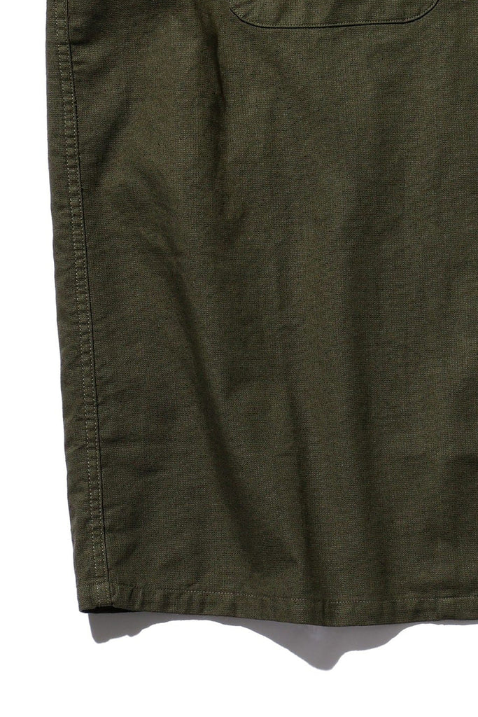 Open Collar Garment Dyed Short Sleeve Shirt - Olive