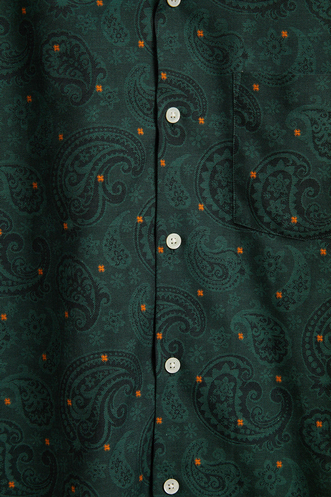 Paisley Jacquard Short Sleeve Shirt - Green