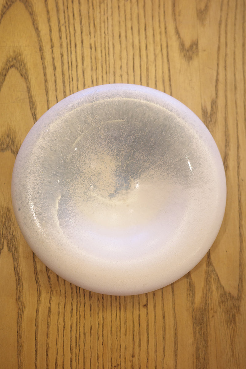 Fermoyle Pottery Pillow Bowl - White Base And Blue Blush Glaze