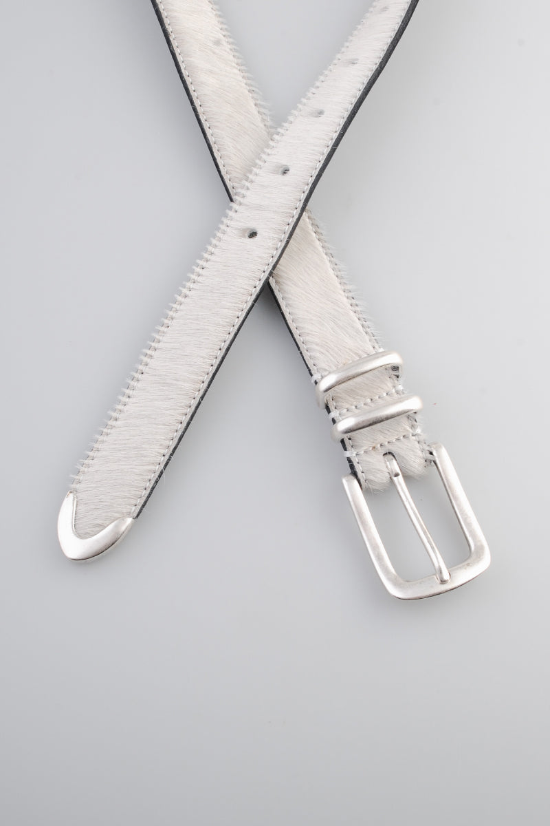 Molebo M2433 Belt - White Pony Hair & Steel